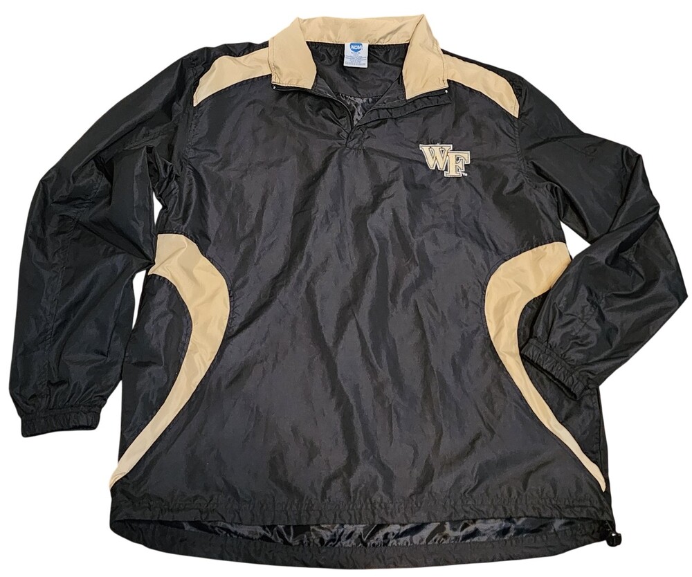 VINTAGE Wake Forest Demon Deacons Jacket Mens Med Black Track 1/4 Zip NCAA